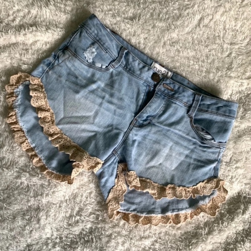 Lace Denim Shorts
